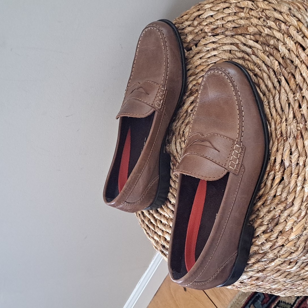 Rockport Mens Classic Comfort Brown Leather Penny Loafers Padded Sz. 10‎